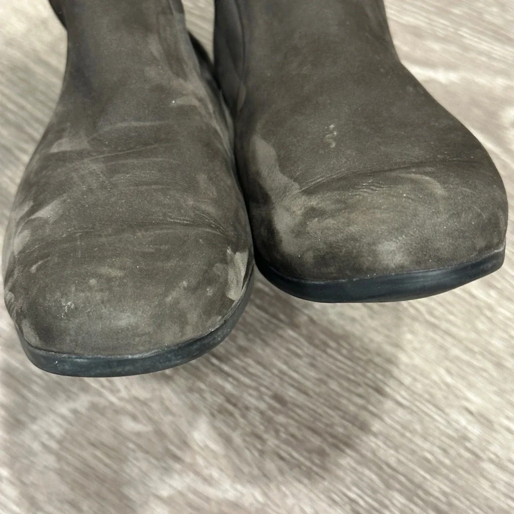 Arche France Calfskin Suede Leather Ankle Boots Taupe Gray Wedge Zip Booties 8.5